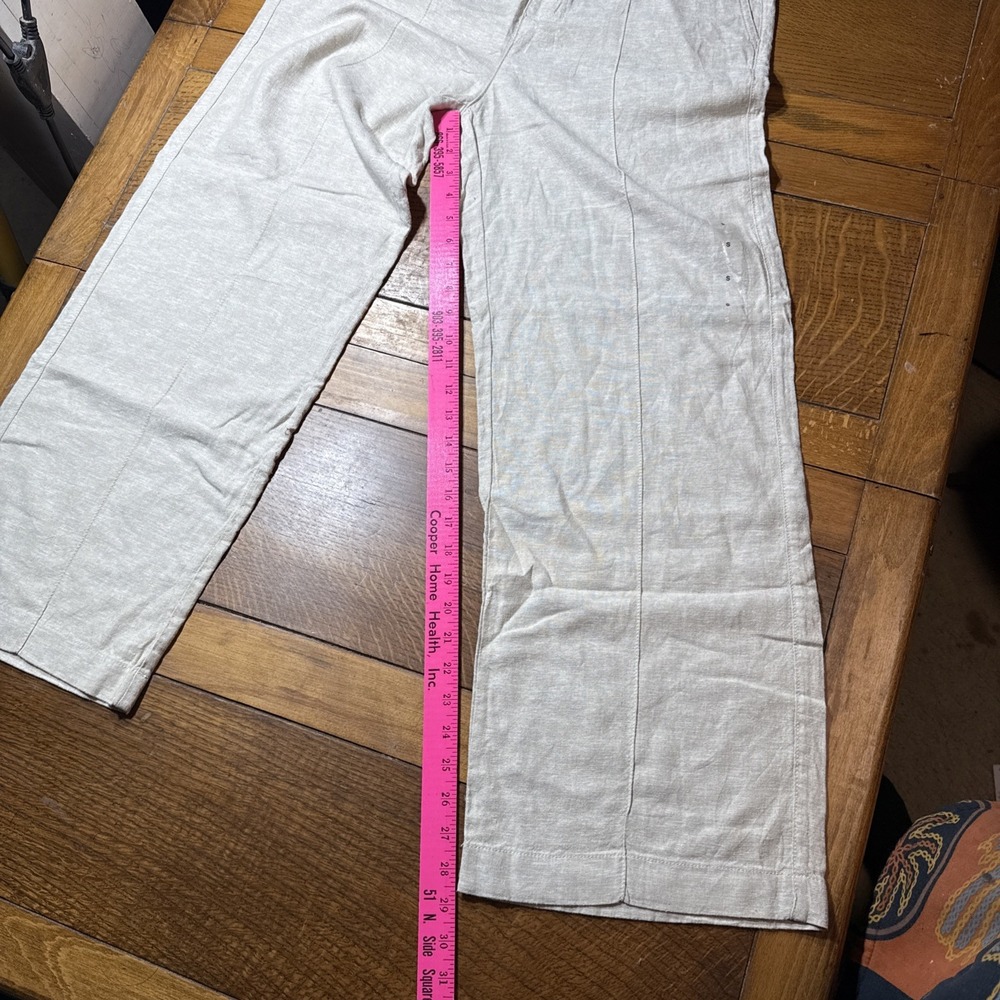 Gap Linen Blend Cargo Pull On Wide Leg Pants‎ Small Tall Flax Linen Drawstrings - Picture 3 of 9